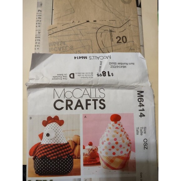 5/$25 McCall's M6414 Door & Draft Stops Cupcake, Hen, Dog, Owl Sewing Crafts - Picture 3 of 5